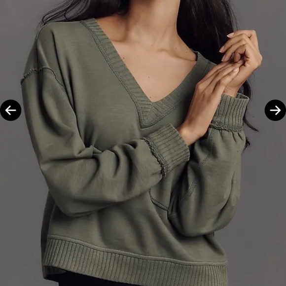 Pilcro Tops - Anthropologie Pilcro The Montana Pocket Knit Cropped Green Top Shirt, XS